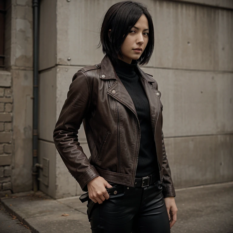 mikasa ackerman with the reconnaissance legion leather jacket