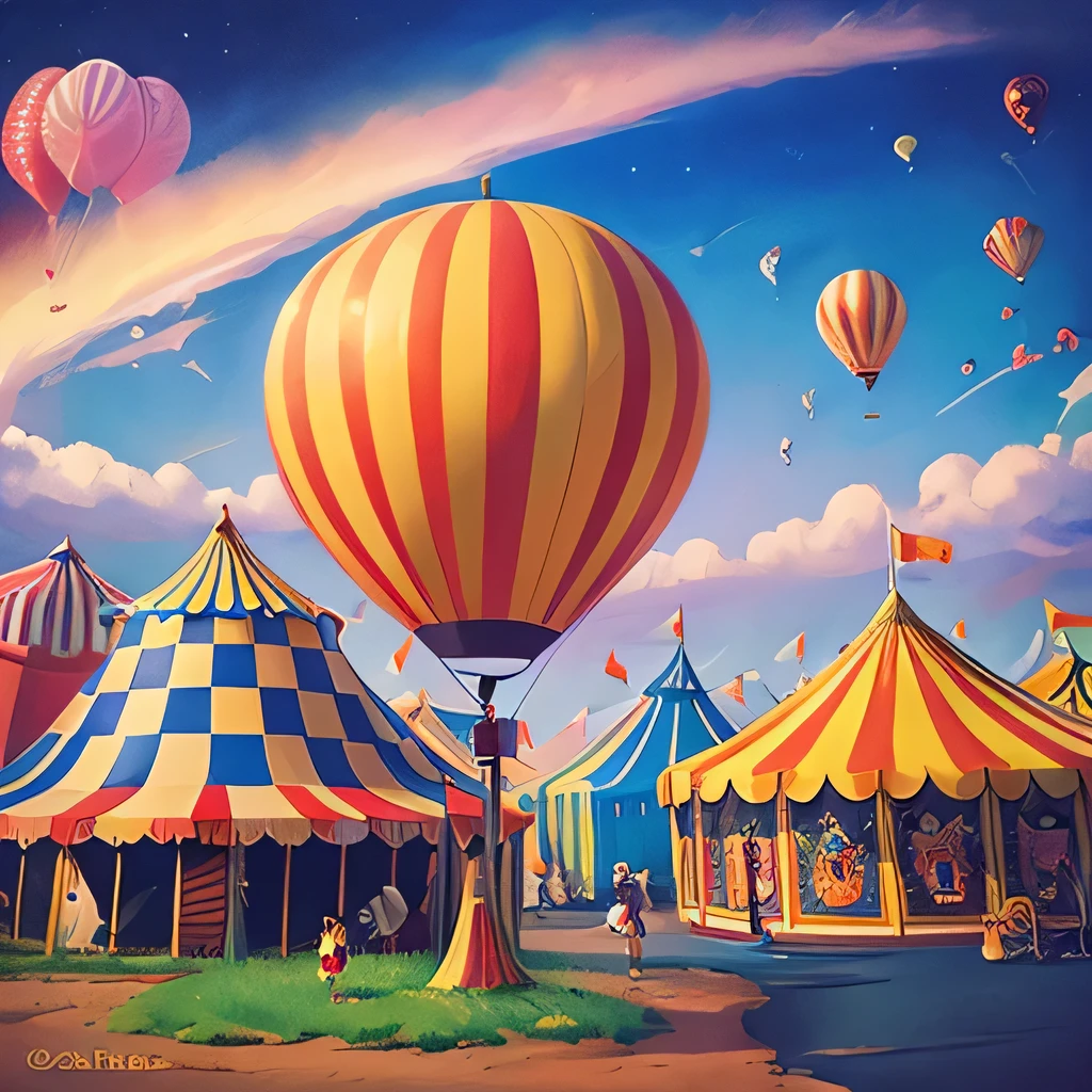 circus pop kawaii illustration Landscape painting