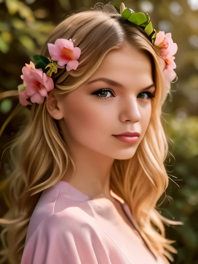 1girl, arafed woman in a kimono with flowers on her head, photorealistic girl render, beautiful portrait