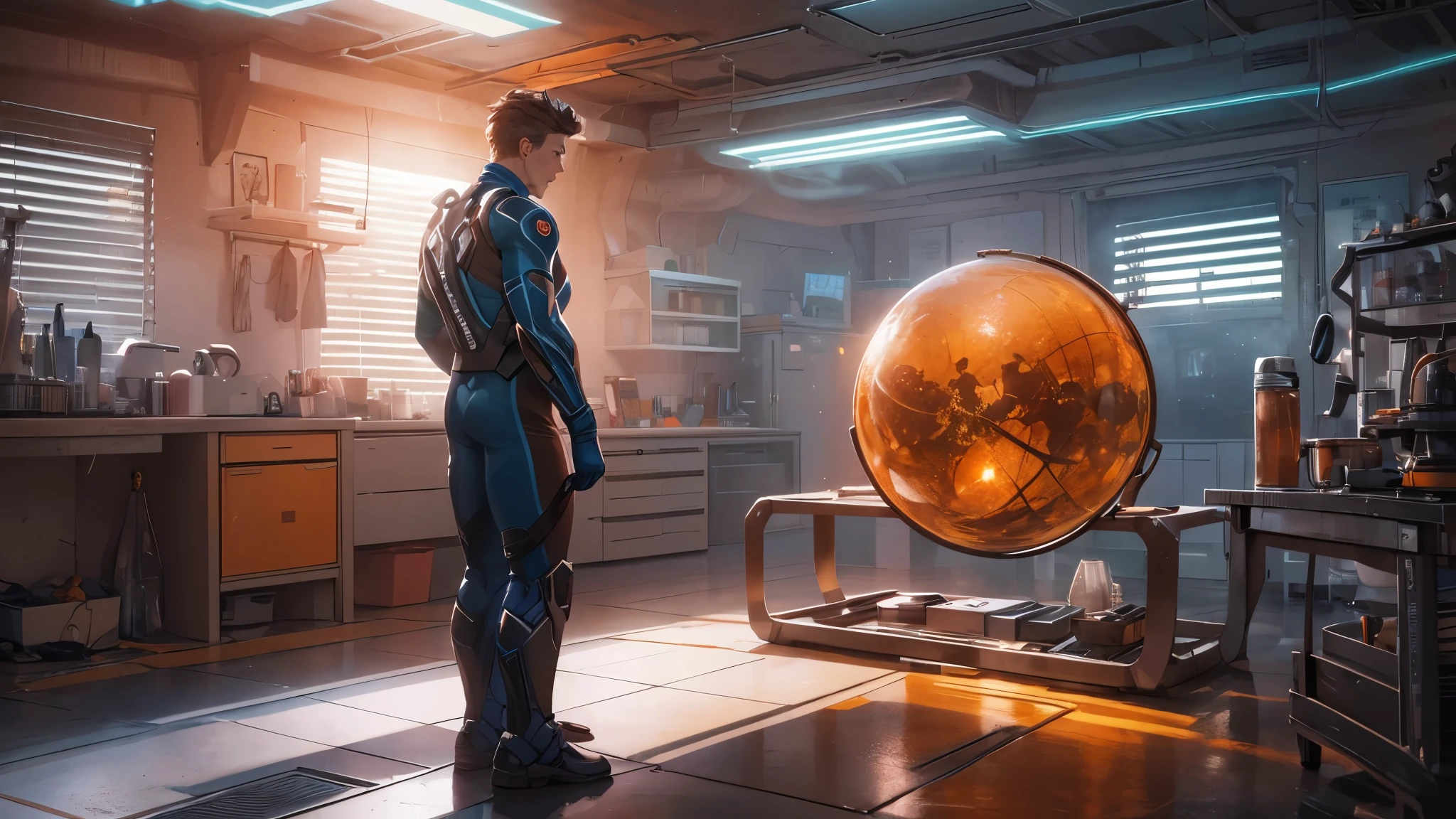 Witness the poignant moment as Reed Richards, aka Mr. Fantastic, stretches out across a science lab, drawing his last breath amidst the ominous orange poison gas in the air. Sue Storm, the Invisible Woman, tenderly cradles him in her arms, creating a raw and emotional masterpiece. This ultra-high resolution, photorealistic full-body portrait is bathed in the warm glow of sunlight, capturing the essence of the scene. The style is reminiscent of mecha sci-fi anime, presented in an impressive 8K resolution for unparalleled image quality. Crafted with Unreal Engine 5, the artwork features ultra-realistic 64K CG, skin texture at 1.4, and an evocative orange volumetric fog, adding depth and atmosphere to the narrative. Further detailing includes 8K UHD, DSLR quality, film grain, and the artistic nuances of lomography, resulting in a visually stunning composition that seamlessly blends high-quality visuals, translucent effects, and photorealism to truly captivate the viewer.