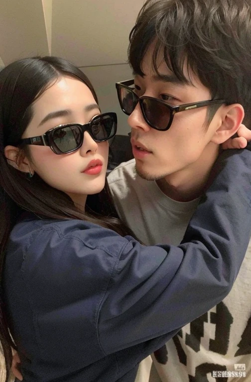 un primer plano de una persona con gafas de sol abrazando a otra persona, con gafas de sol, lovely pareja, pareja pose, foto de perfil, ulzzang, yanjun chengt, pareja, ๐คฌ ๐คฎ ๐ ๐, ๐น๏ธ ๐ ๐ฌ, con ella larga, Ruan Jia y Fenghua Zhong, jia, con gafas de soles