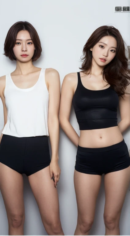 hot pants,Tank top、open chest、Be braless、You can see the protrusion of the nipple,A woman with the same face as last time(misaki),4K、1people's women、slender、 Loose wavy styling 、seductive and attractive、full body shot,Including face and skin texture,detailed eyes、a seductive look