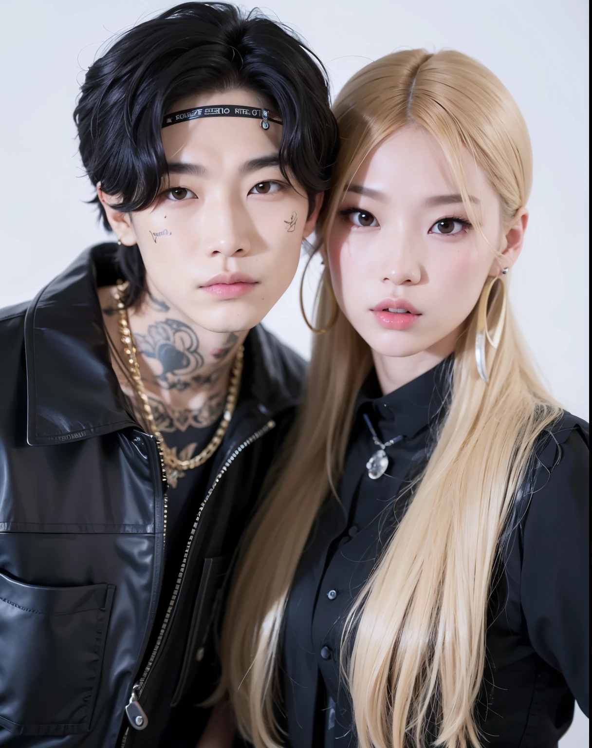 a CLose up of two people with long hair and piercings, kda y sam que, CL, foto de perfil, kim doyoung, TaeJune Kim, jia, retrato de jossi de blackpink, kda, yammy, sakimichan y frank franzzeta, artista coreano, nixeu y sakimichan, & jee hyung lee & ¡vaya!