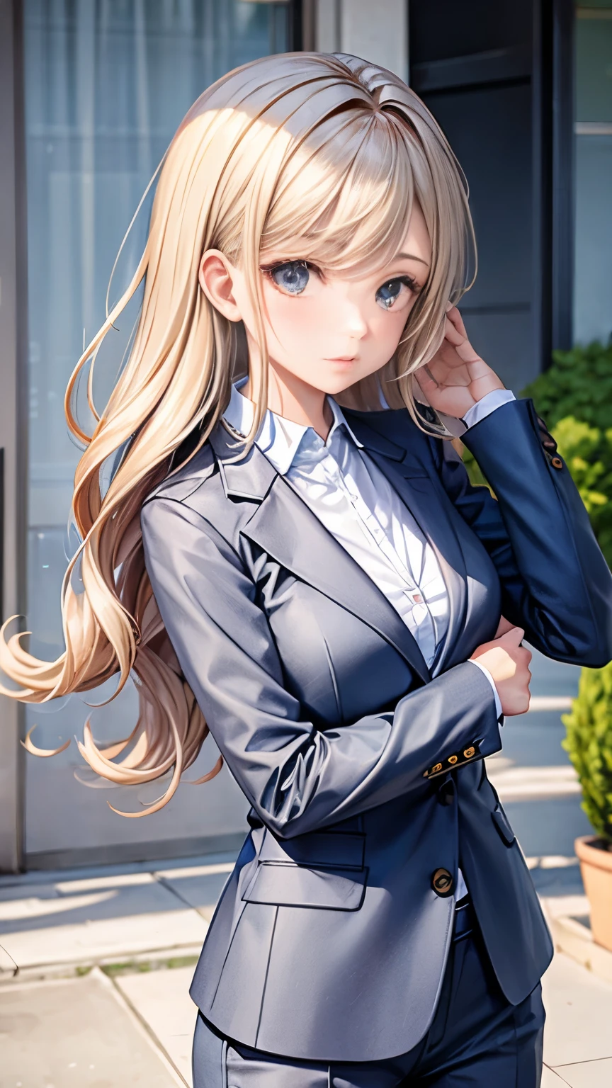 Woman, suit in soft shades, Hair of soft shades