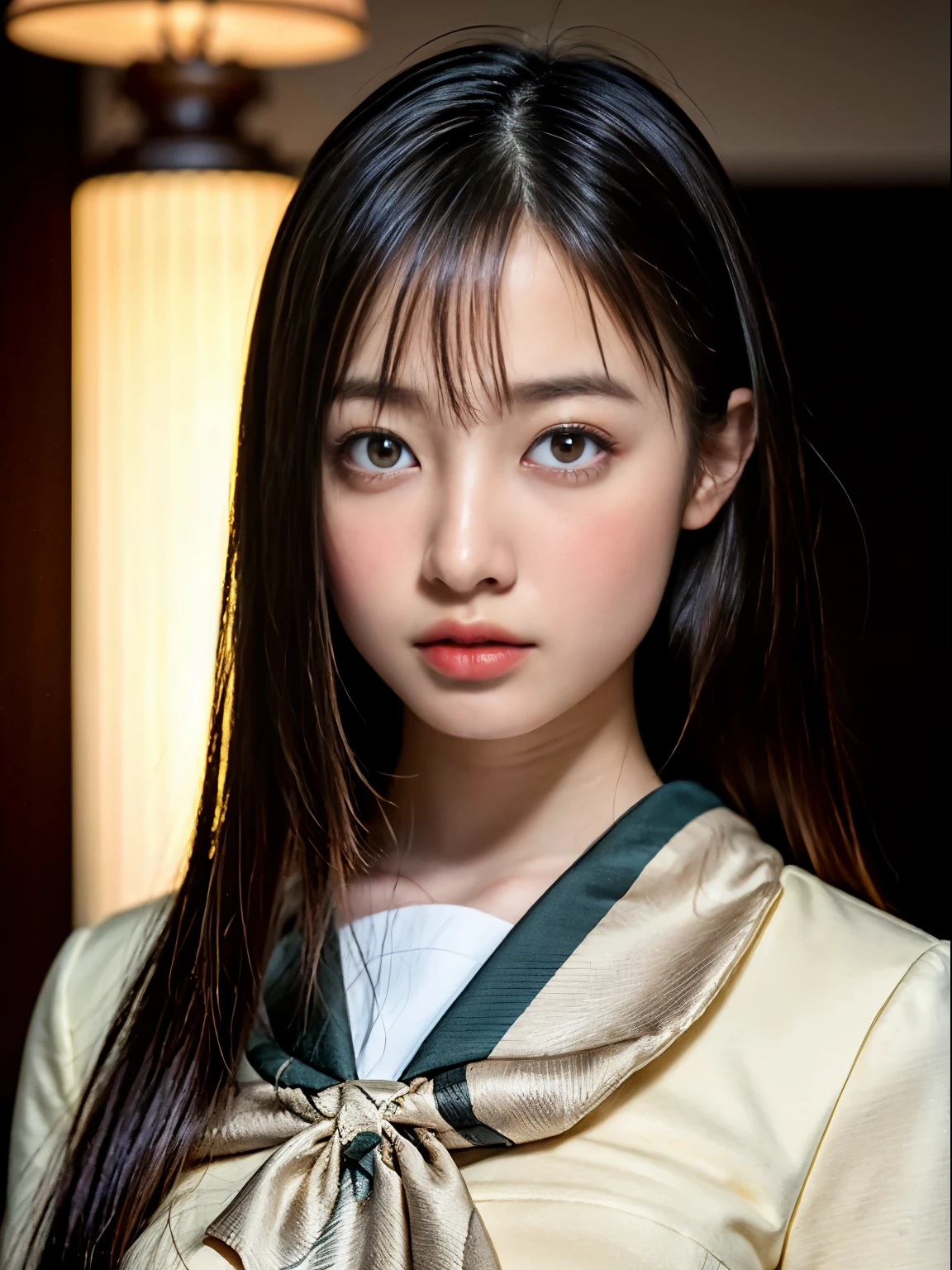 Photoreal:1.3、8K, RAW portrait of、 (japanese women),masterpiece、realistic pictures, Super high resolution, highest quality, real life photos ,( At night ),
1 female,(( 深At night寝室でShow off your nipples日本の女の子)),((Very realistic Japanese high school students))、((Japan High School Uniforms:1.6))、in the room、physically thin、delicate eyes,eyeshadow and eyeliner、  ((dark brown eyes:1.5))、(real skin texture)、(An immersive atmosphere:0.8、chiaroscuro:1.2) 、(looking at the viewer)、((embarrassing:1.5))、(smile:0.7)、((Shyness:1.5))、((red cheeks:1.5))、((bust shot:0.8))、(Show off your nipples:1.4))、((small breasts、small breasts))