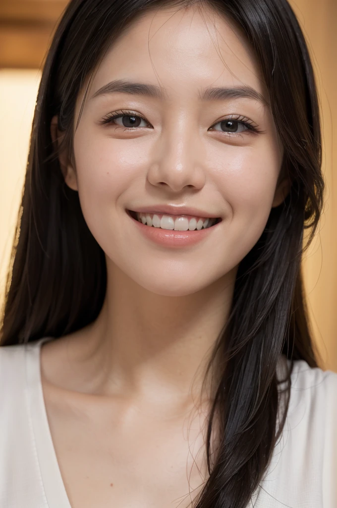 (8K、highest quality、masterpiece:1.2)、(realistic、フォトrealistic:1.37)、super detail、1 girl、beautiful woman、smile、solo、(smile:1.15)、one side up、Upper body、Japanese、フォトrealisticな顔,フォトrealisticな体,realistic skin、(close up)、extreme close-up、Light from the top right