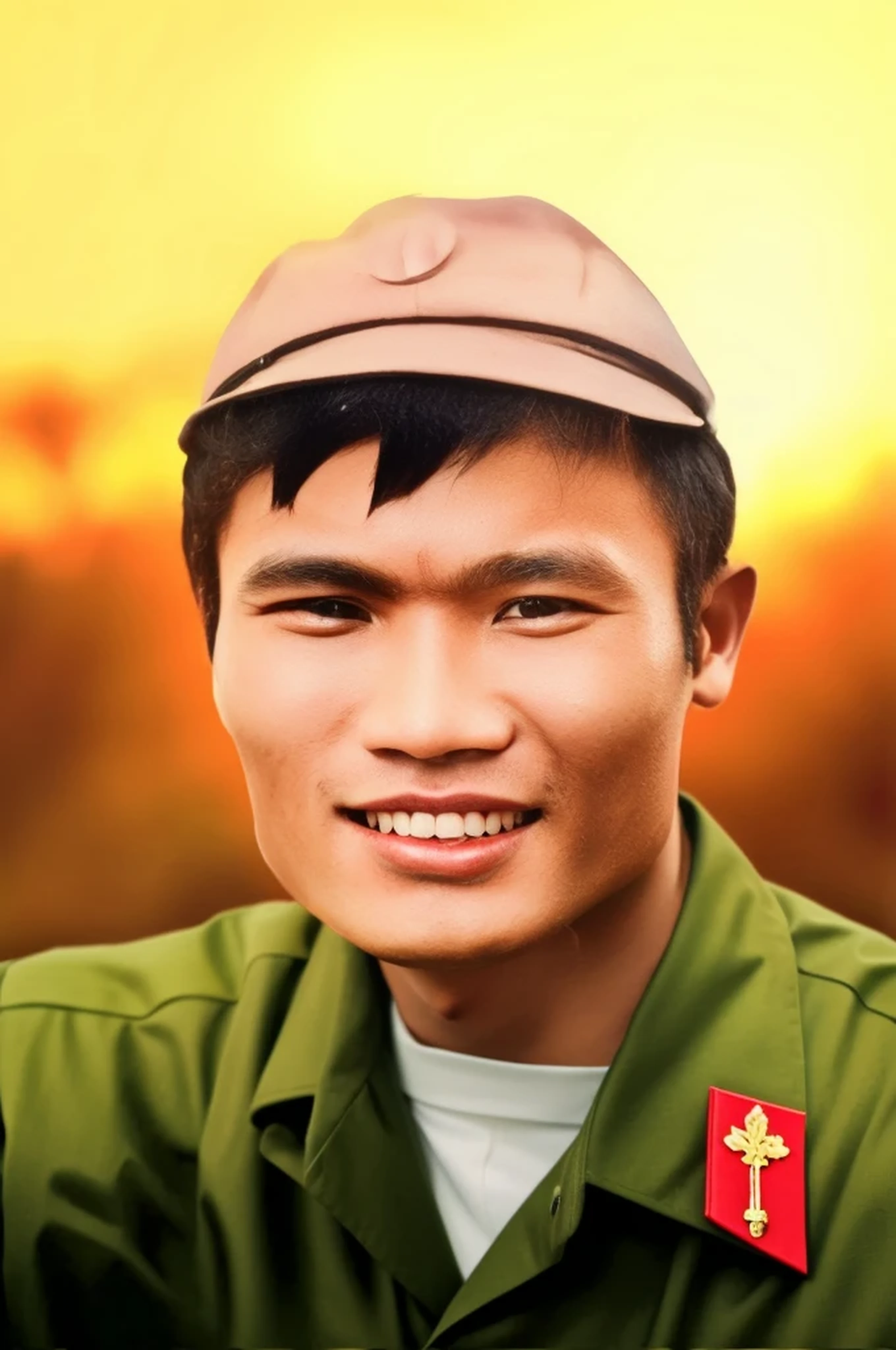 man, black hair, Vietnamese military uniform