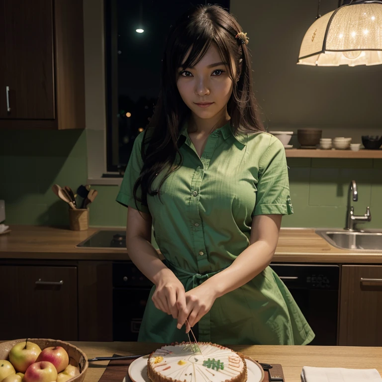 Anime girl in a green shirt cutting a cake with a knife, Hajime Yatate, Cooking, visual novel cg, key visual, anime moe art style, Smooth Anime CG Art, Yaoi, shigenori soejima illustration, In the kitchen, koyoharu gotouge, Fubuki, Anime visuals of cute girls, slice of life anime, slutty dress,See-through,light,18+,Knobla,Central Tokyo,Japan,กินอาหารJapan,during night,firelight, Looks happy.,Moon,Bokeh,sparklers,festival,Locket,apples,floating lantern drop shadow, anaglyph, stereograms, Tachi-e, POV, Atmospheric perspective, 8K, Super Detail, ccurate, Best Quality
INFO