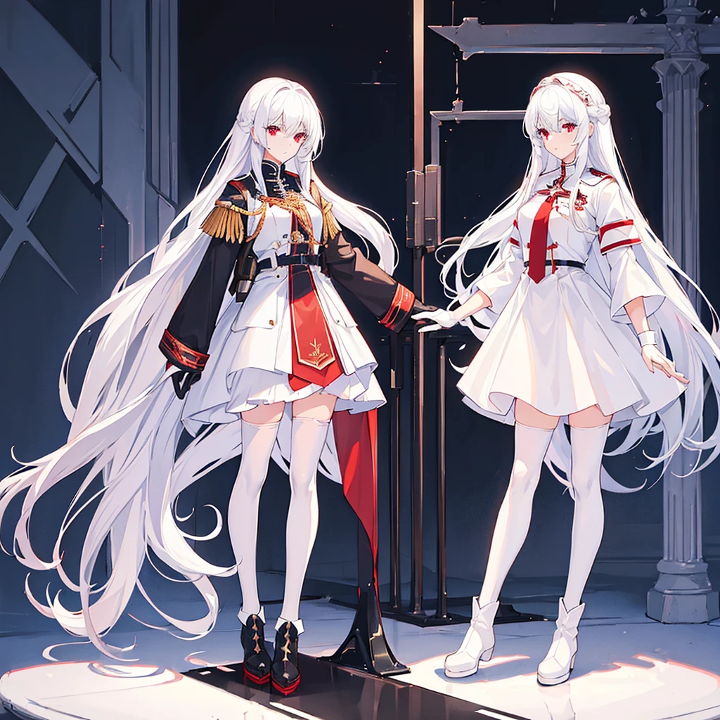 ((Masterpiece，full bodyesbian，schoolgirls，underdressing，being thin)),  Highly detailed, Best quality, 8K, (Soft light), Cinematic light, Beautiful eyes, 
1girll, White hair, white stockings, cozily, clean and meticulous anime art,  art trend,   gentlesoftlighting