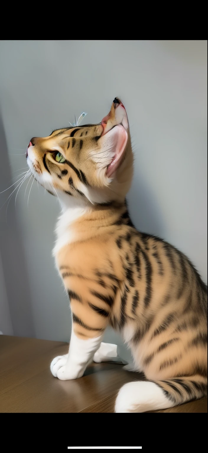 there is a cat sitting on a table looking up, olhando para o lado, olhar orgulhoso away, olhando para o lado, looking Do lado!, olhando para o lado dele, perfil do lado direito, olhar orgulhoso, peludo fofo precisa de sua ajuda, looking away from the camera, looking Do lado, olhando para o lado off camera, young female, Do lado