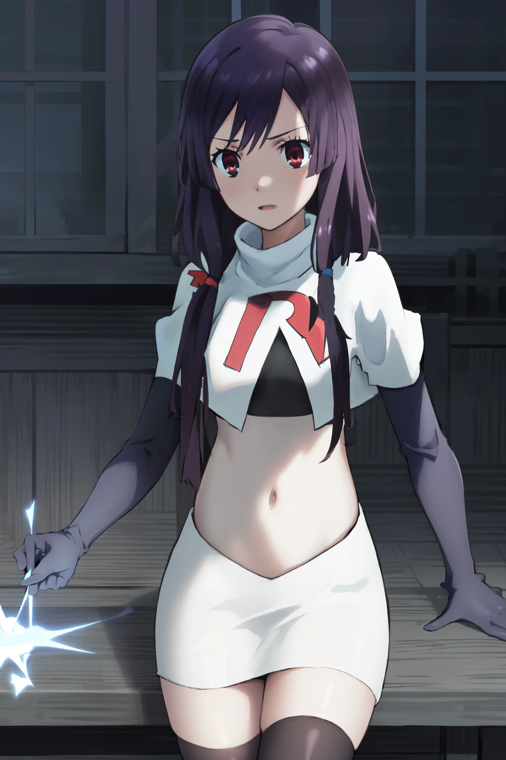 1girl, nsfw, furuderika, long hair, purple eyes, blue hair, blunt bangs, ,, , empty eyes , large breasts, nipple, Walking, , Abandoned Hospital frozen, wet, crying ,, Naked, , (1girl) Blank look