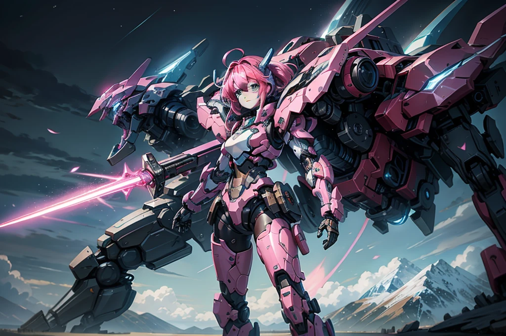 score_9, score_8_up, score_7_up, source_anime,masterpiece, best quality, high resolution, extremely detailed CG, absurdres, highres, a mecha girl holding a sword in front of a giant mech with a large blade, 1girl, weapon, mecha, robot, holding weapon, holding, gun, long hair, holding gun, glowing, sky, thighhighs, cloud, science fiction, outdoors, floating hair,1girl, solo, cleavage, thighs, looking at viewer, mecha musume,neondskdrmsxl, cool face,(SuperQuality:1.2)