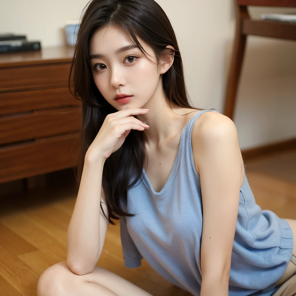 ulzzang girl, portrait, random age 18-30, random fashion, random cloths colors, random environments, random time, random indoors, nonmakeup, random hairstyles, random pose, detail skin, detail hair, perfect face, perfect body,