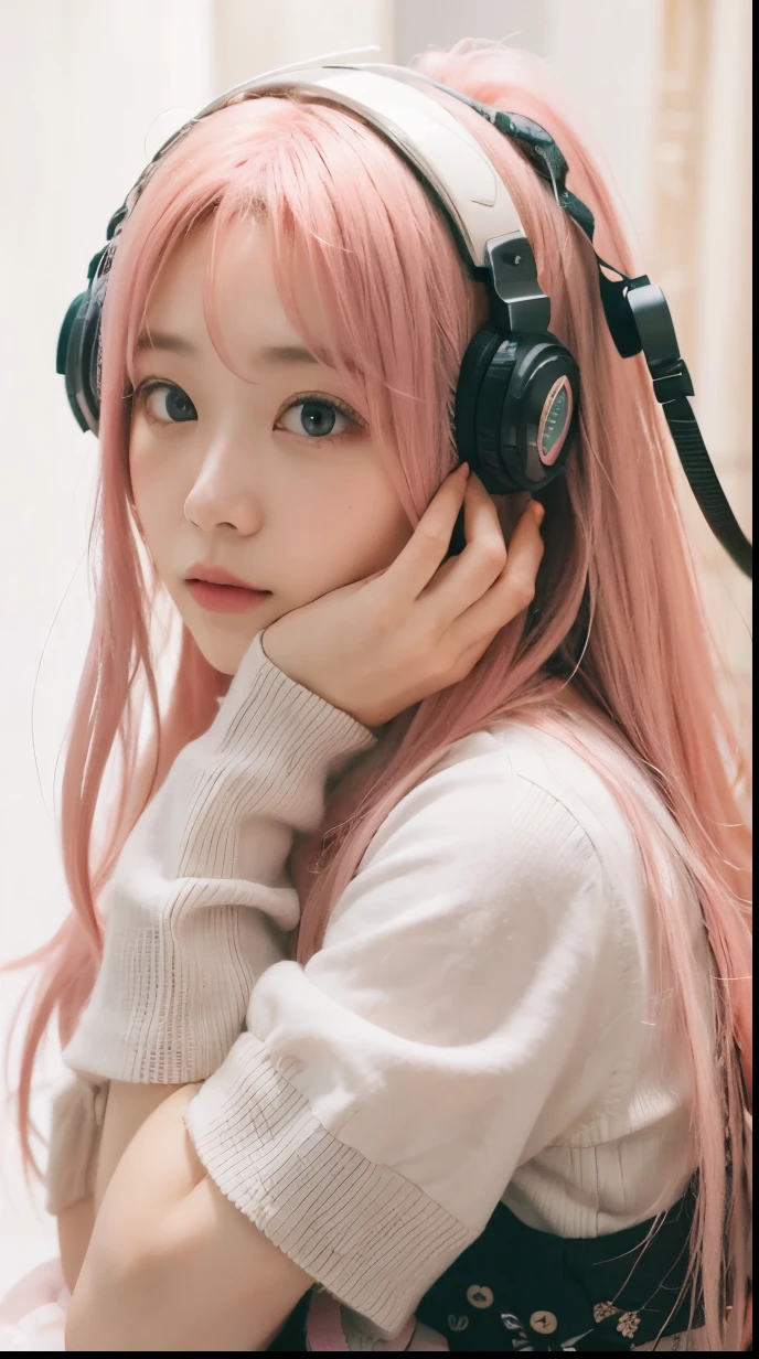 1girl, nakano nino, pink hair, long hair, 70mm lens, realistic, ultra detail 