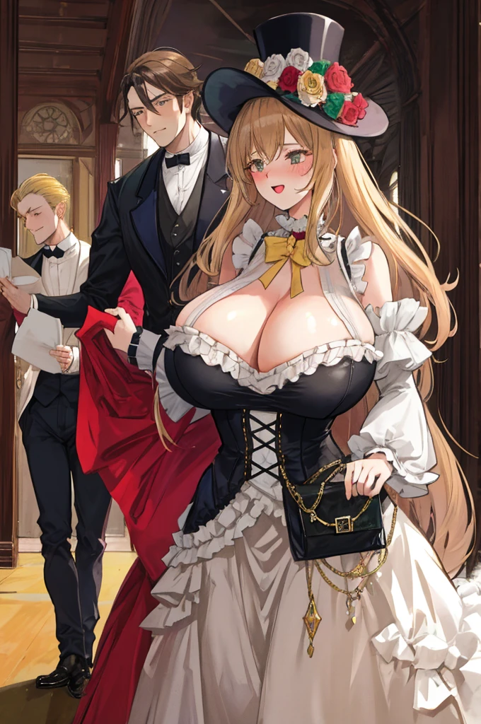a man,A woman with huge ,a couple,heterosexuality,victorian style,making love,