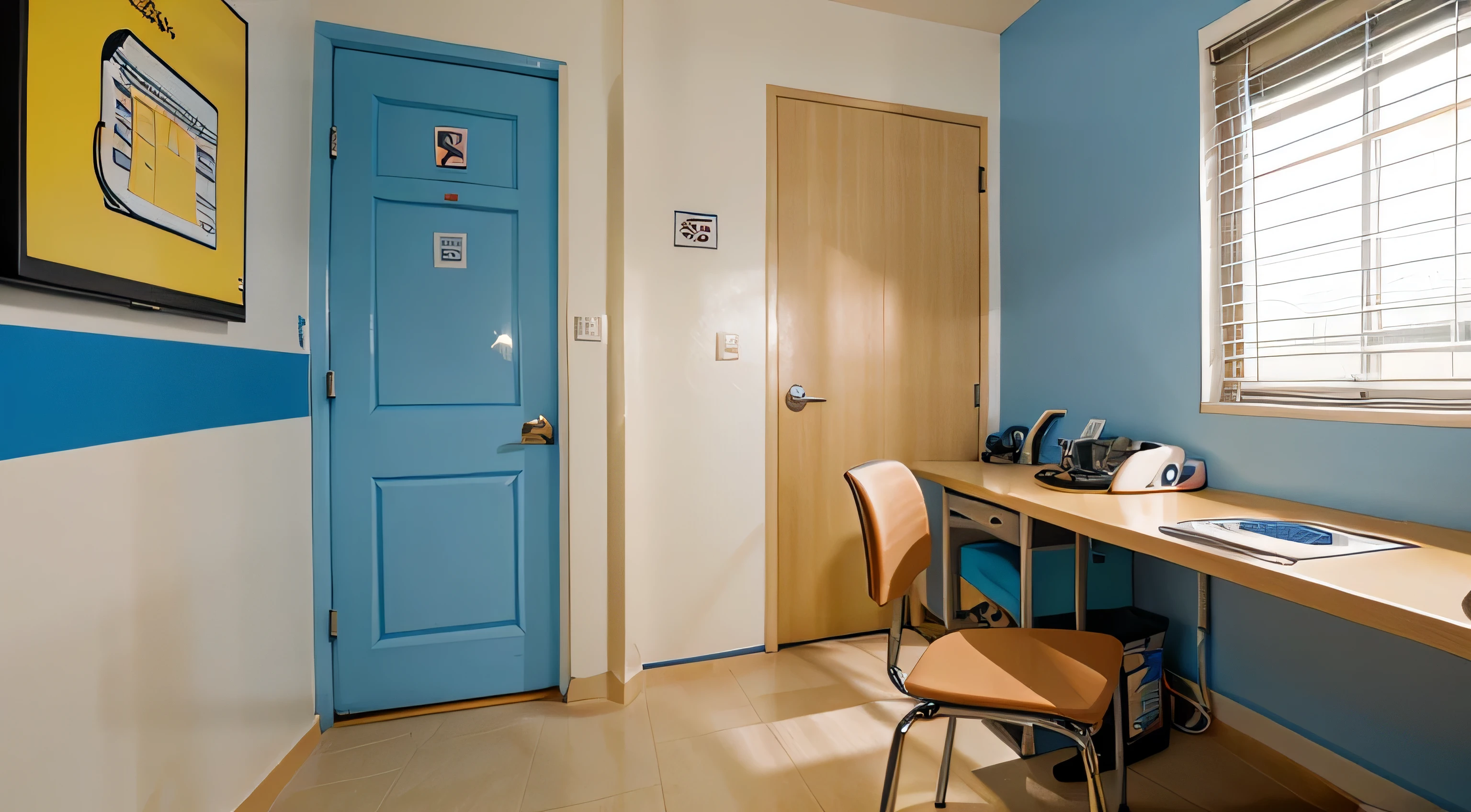 clinic examination room, cartoon style