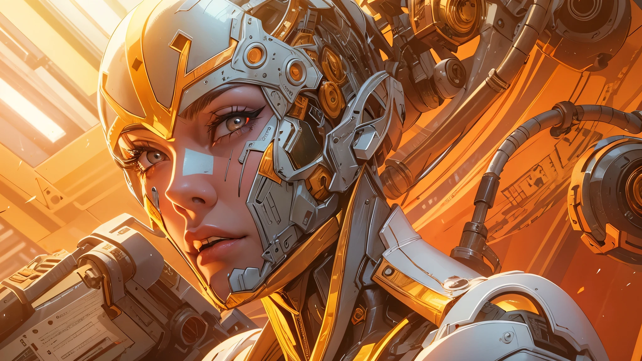  a woman who is holding a man's head, a comic book panel by Greg Staples, tumblr, underground comix, highley detailled face, face of a pale alien cultist, smug expression, reed richards, steve purcell, large view, smug look, comic panel, the mask covers her entire face, intriguing details, exploitable image, This RAW masterpiece showcases an ultra-high resolution, photorealistic full-body portrait, illuminated by the warm glow of sunlight. The scene is rendered in the captivating style of mecha sci-fi anime, boasting an impressive 8K resolution for the best quality imagery. Crafted with Unreal Engine 5, this piece features ultra-realistic 64K CG, skin texture at 1.4, and orange volumetric fog to add depth and atmosphere. The details are further enhanced with 8K UHD, DSLR quality, film grain, and the artistic touch of lomography. The result is a stunning blend of high-quality visuals, translucent effects, and photorealism that truly captivates the viewer.