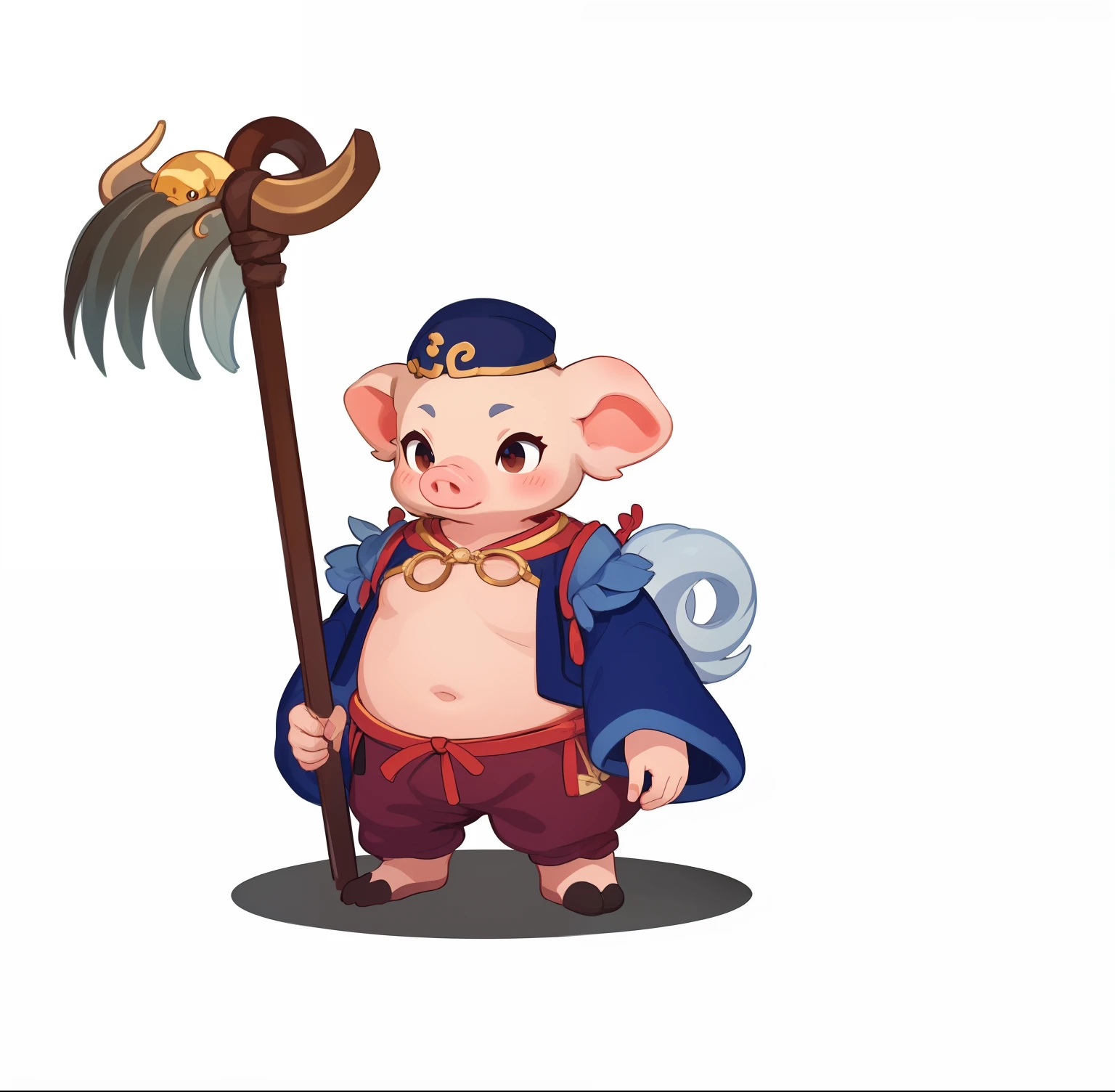 ((best quality)), ((masterpiece)), (detailed), Chinese mythological figures,Pig Bajie,whole body,no background
