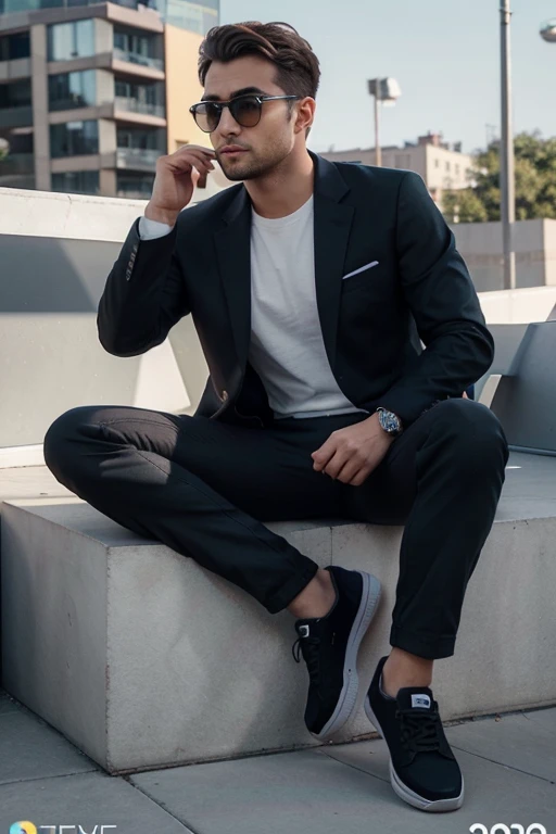 Creat 3d illustration of animated charecters sitting casually on top of a social media logo "Snapchat". The character must wear casual modern clothing such as suit shoes. The background of the image is a social media profile page witha user name TAHA and a profile picture that march