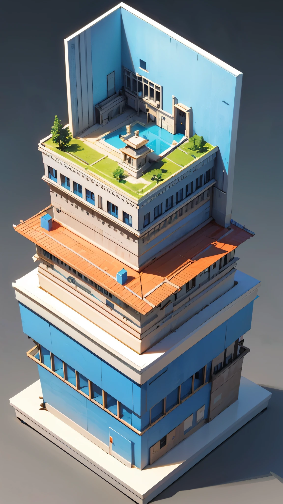 3D_graphics, isometric_projection, building,