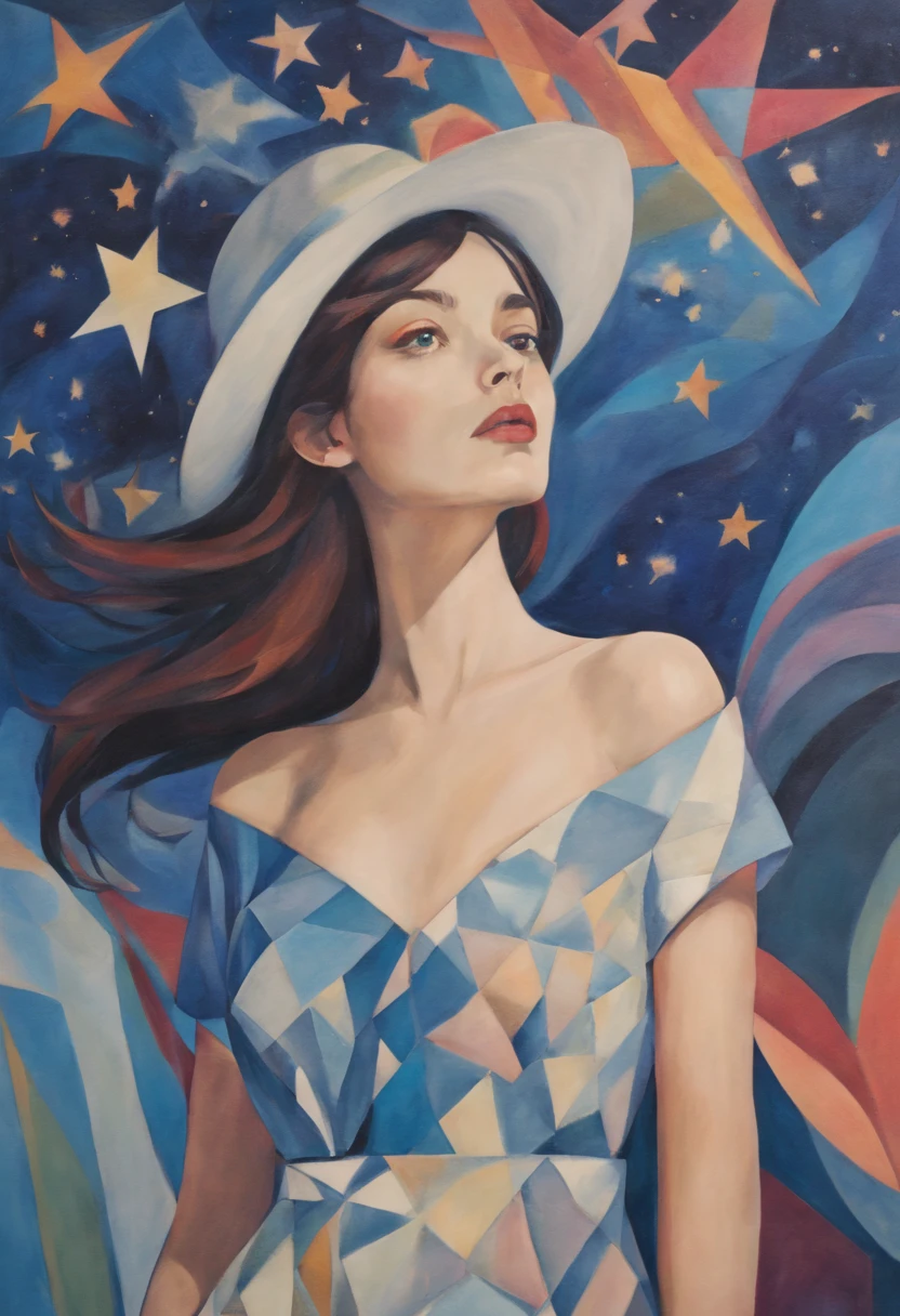 Soft tone, From Cubism, Fauvism to Surrealism and Abstractionism, woman, their art concept and pattern all have been embodied in fashion design.Starry Sky