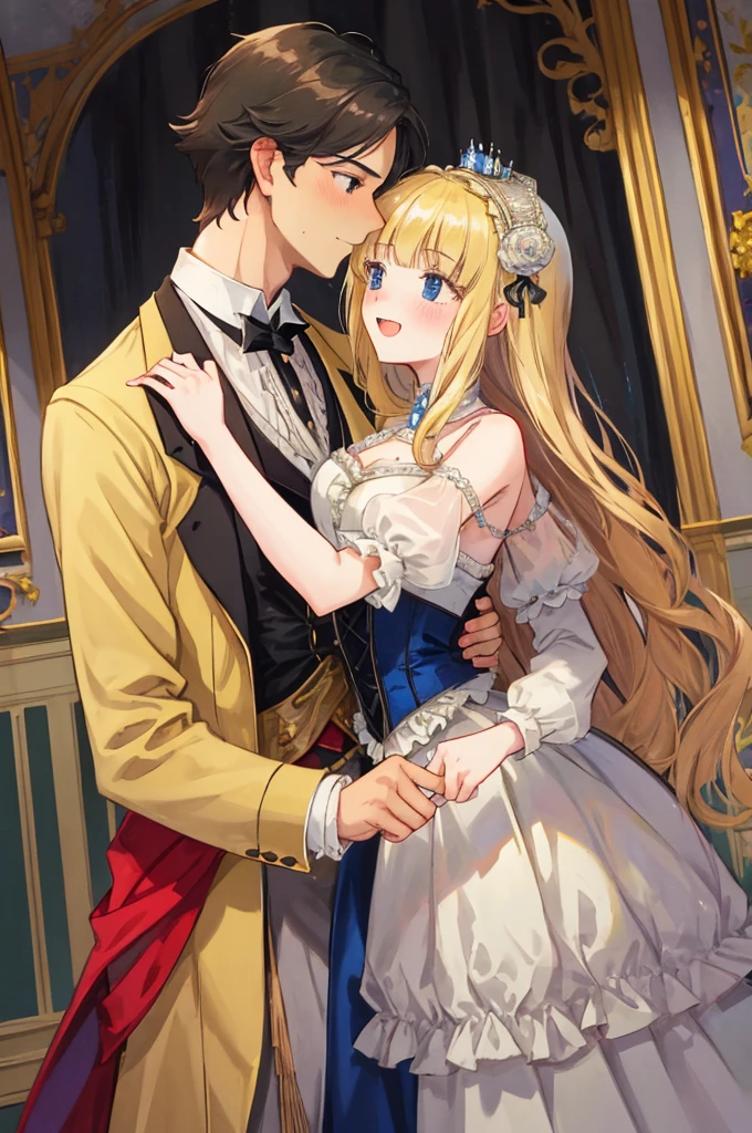 a man，a woman，a couple，heterosexuality，Princes and princesses，victorian style，Dating，