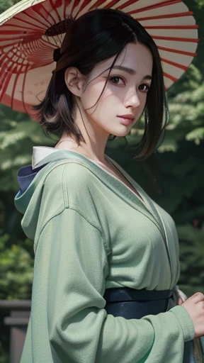 Japanese、Middle-aged man with camera hanging from his neck、grin、oriental、Drooping eyes、I wore a sweatshirt、dressed in green、highest quality、masterpiece、ultra high resolution、(Photoreal:1.4)、No background、Upper body、highest quality、masterpiece、ultra high resolution、(Photoreal:1.4)、game poster