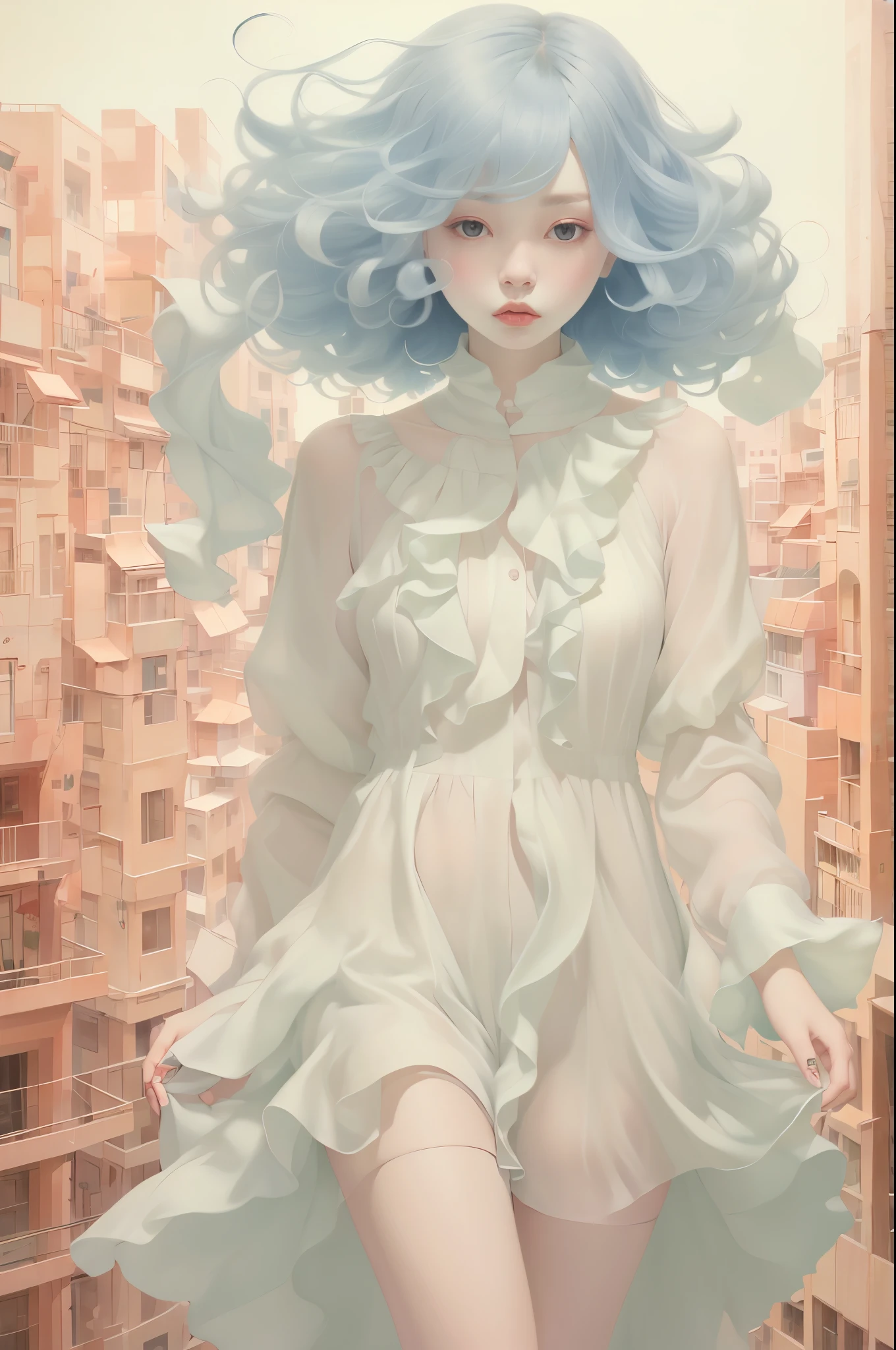 masterpiece,best quality,fenhong,1 girl,pink,city,