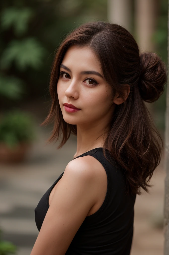 A half body photo of a skinny girl 20 y.o., NSFW, flashing, (boobs:1.1),
Pilates pants and fitted long-sleeve top, Dame, Short, Narrow Hips, Square Face, Dark Skin, Chestnut Hair, dark brown Eyes, Straight Nose, Thick Lips, Sharp Chin, Shoulder-Length Hair, Thick Hair, Bun, full breasts, , rose gloss lipstick,
Masterpiece, hi res, 8k, award winning, RAW photo, high quality, 35mm photograph, film grain, bokeh, professional, 4k, highly detailed,