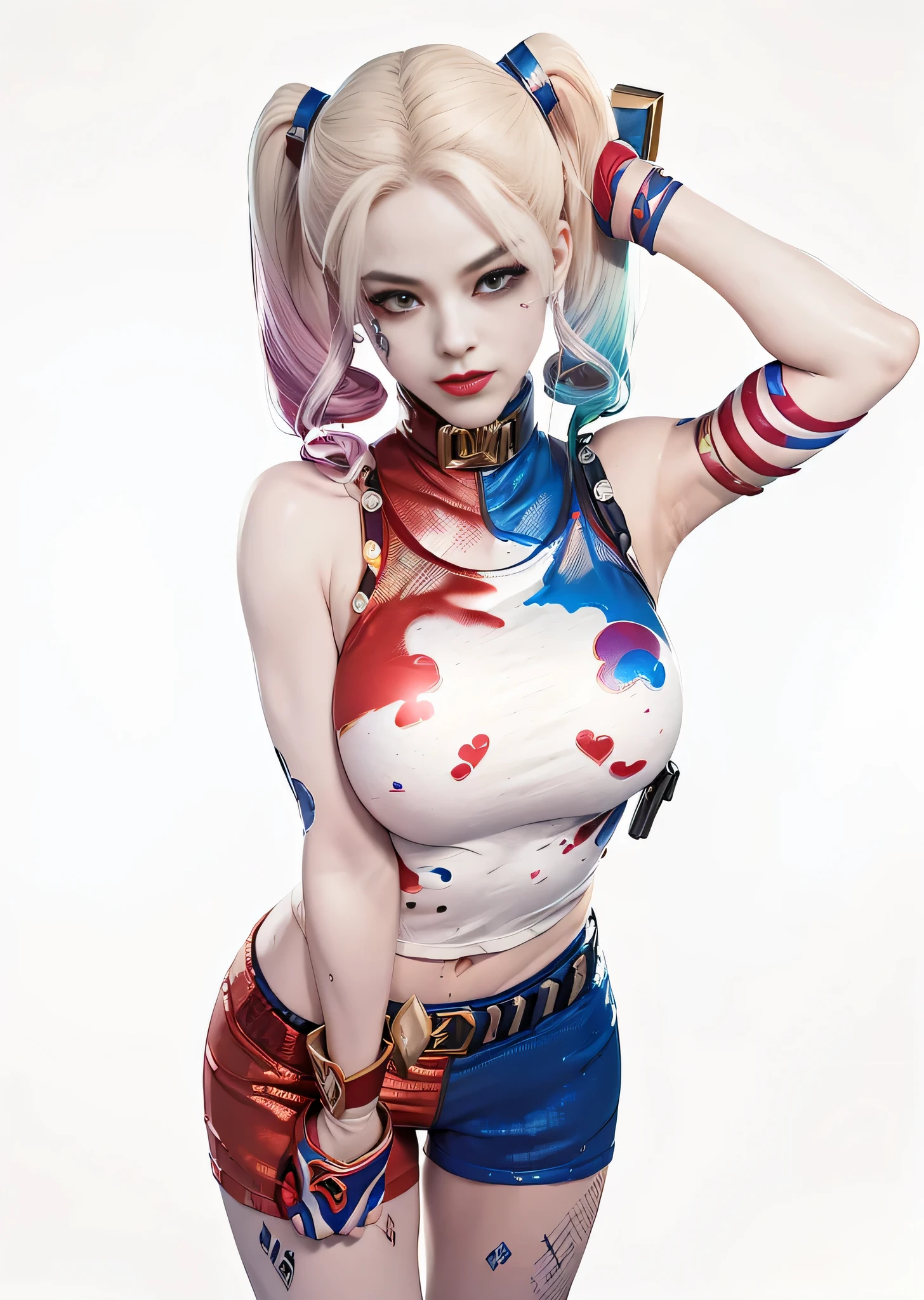 Harley Quinn,a woman in costume， Concept art by Juan O&#39;Gorman, CG trends, under art, 《king of warriors》figure, fighting game characters, Headquarters rendering, As a Tekken character, Kami, Harley Quinn Station, chun - li, Chun-li, chun li, Charming Jill Valentine， (best quality, 4K, 8K, high resolution, masterpiece:1.2),Super detailed, (actual, realistically, realistically:1.37), concept artist style, (realistically:1.2), (endless reality), (masterpiece:1.2), (best quality), (Ultra-detailed), (8K, 4K, complicated),, alone,