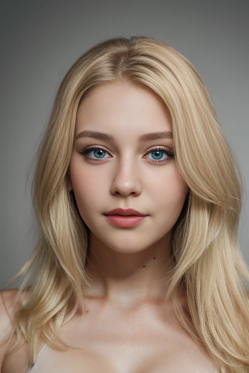 Russian Girl With blonde silky Hair almond shape eye sharp nose looking at camera Ultra realistic uhd