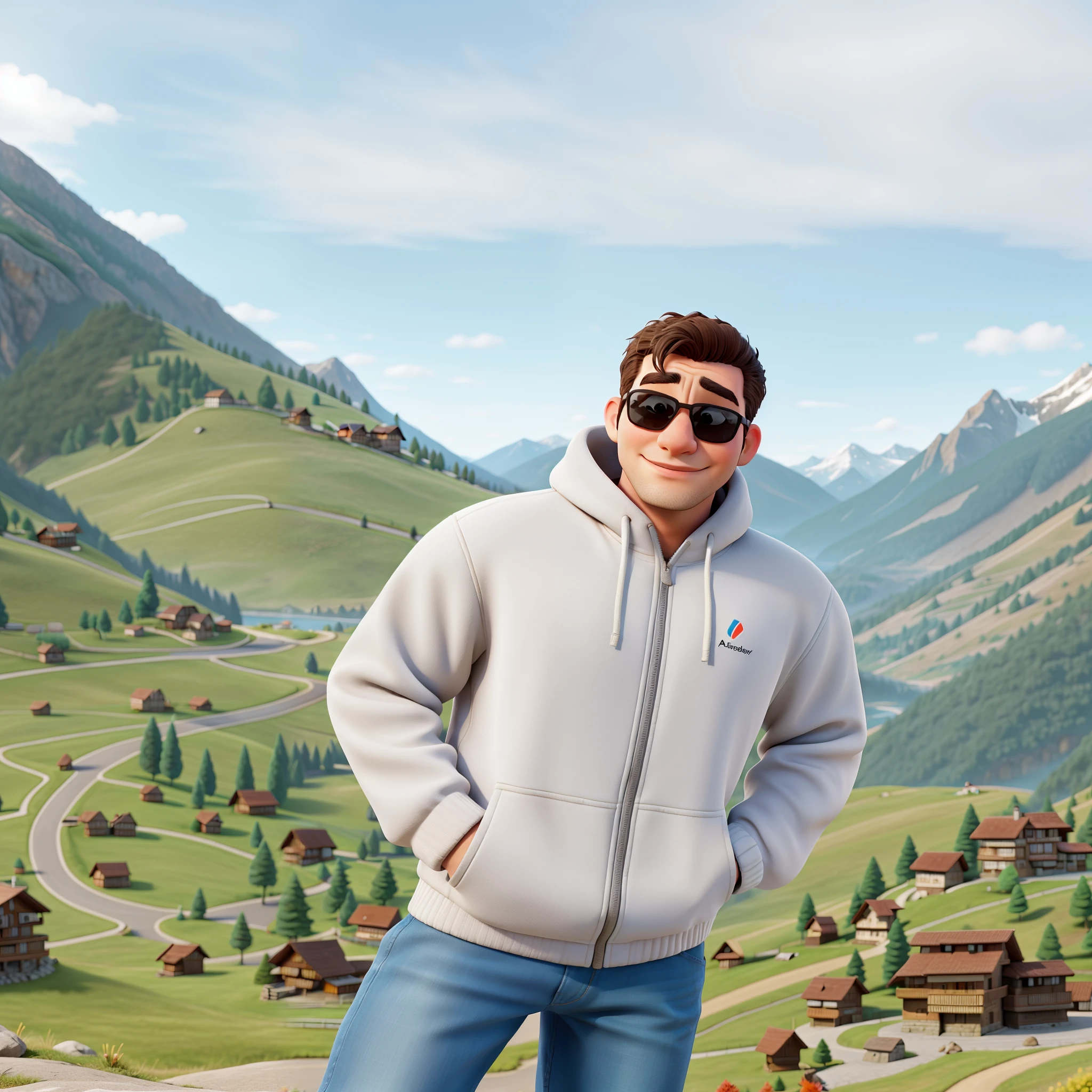 arafed man standing on a mountain top with a view of a winding road, in the mountains, in mountains, with mountains in the background, mountains in the background, with mountains in background, standing in front of a mountain, epic mountains in the background, with mountains as background, in the swiss alps, kacper niepokolczycki