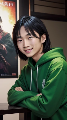 camera、photo shoot、cameraを首から下げた中年男、grin、oriental、I wore a sweatshirt、dressed in green、highest quality、masterpiece、ultra high resolution、(Photoreal:1.4)、No background、Upper body、highest quality、masterpiece、ultra high resolution、(Photoreal:1.4)、game poster、Handsome guy、
