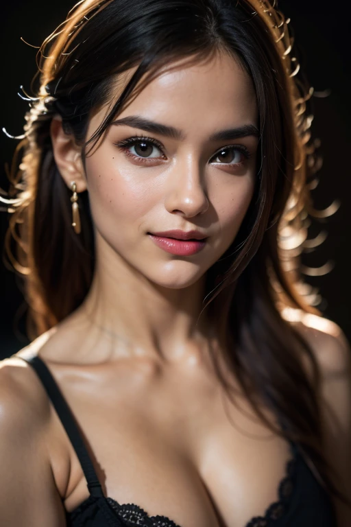 Bella Sanchez, Belle jeune fille, Super nice facial detail, smile, medium brests, open breasts tight slim body, (visage fin:1.2), accessoires, earrings, High quality, Realistic, Very detailed, High definition, RAW color photo, ((Realistic full-body photo)), natural light, Beautiful Detailed, super detail, High Details, pony tail, red lipstick, tank top, clivage , highest quality, epic realistic, ((in the pitch black darkness :1.4)), ((portrait:1.5)),(background: dark ) high contrast ,glorious picture, lowest lux, lighting face, she's comfortable, wearing nothing, , looks incredible, (8k, Raw photo, Highest quality),(epic realistic:1.5), (detailed eyes:0.8),(looking at the camera:1.4), (Highest quality), ( high contrast, deep shadows),Intricate details,cinematic,((skin:1.4)), (long dark hair:1.3), long hair, messy ,(Hdr:1.5),Detailed, colors, Superior quality, Masterpiece, Raw Photo (20-year-old, looking at viewer), beautiful, (wearing plain yellow shirt,), perfect, natural, perfect composition, portrait, perfect face, smiling expression, Captivating eyes, Bright details, Tight lips, (High Skin Detail),, (blue tint: 0.6), (sale: 0.8), (bloody: 0.7), Key lighting , (backlight: 0.5), Medium depth of field, Canon 5d, 50mm lens, f/4 apertures, (Ultra-detailed, Complex detail), sharp focus, soft colors, 8k, Absurd, 80mm, bokeh background, photography,