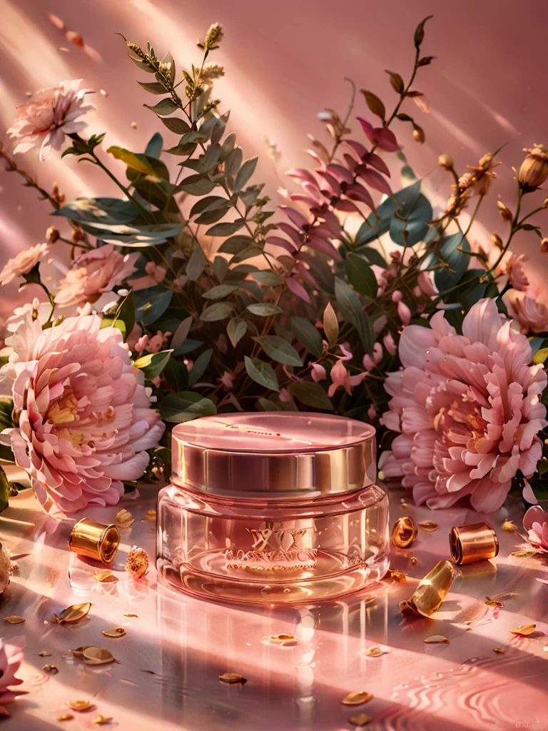 light pink bottle,The bottle cap is golden and reflective