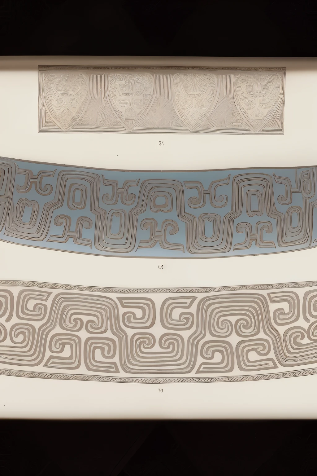 a close up of a drawing of a pattern on a white background, shipibo patterns, tentacle motifs, large motifs, inside stylized border, ornamentation, crocodile reptilian motifs, border pattern, intricate border designs, ornamental edges, stylized border, artwork in the style of z.w. gu, ornate borders + concept art