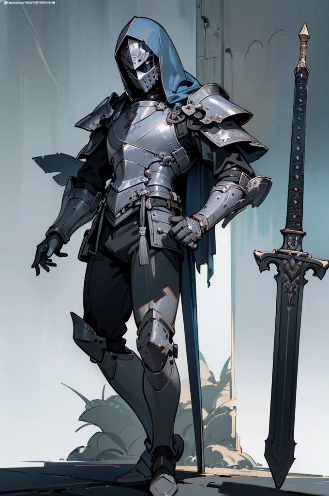 ((masterpiece))),(((bestquality))),((ultra-detailed)),(illustration), male, knight in shining armour, adventurer, sword, full body, cyberpunk