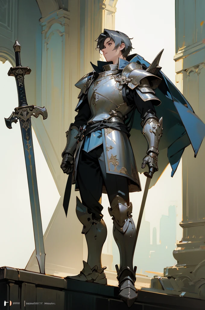 ((masterpiece))),(((bestquality))),((ultra-detailed)),(illustration), male, knight in shining armour, adventurer, sword, full body, cyberpunk