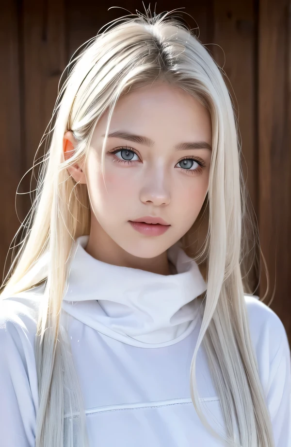 １４Caucasian model at the age, standing full body photo,（(Clean clothes)), wearing snowboarding clothes, Natural light, Pretty Caucasian Woman, white hair, A sloppy smile, (8K, Live shooting, highest quality, masterpiece: 1.2), masterpiece, super detail, , High-definition RAW color photo, , , , , , highly detailed eyes, realistic skin texture, highly detailed fingers, very detailed nose, highly detailed mouth, , Photo above the knee, , See-through feeling、Transparent processing、Wearing snowboarding clothing、, White hair, Blue eyes, masterpiece, realistic skin texture, , shiny hair and white skin, 、 natural skin texture,  A young woman who looks like a girl,  Photo above the knee、Blue eyes,  、lowered eyebrows,  innocent face,  Eyes that look gentle,  natural skin texture, round face,  Kind eyes, long and pure white beautiful hair、, small face,  No decorations attached,  white, drooping eyebrows,  Mont Blanc, white, drooping eyebrows、Eyes with sparkle