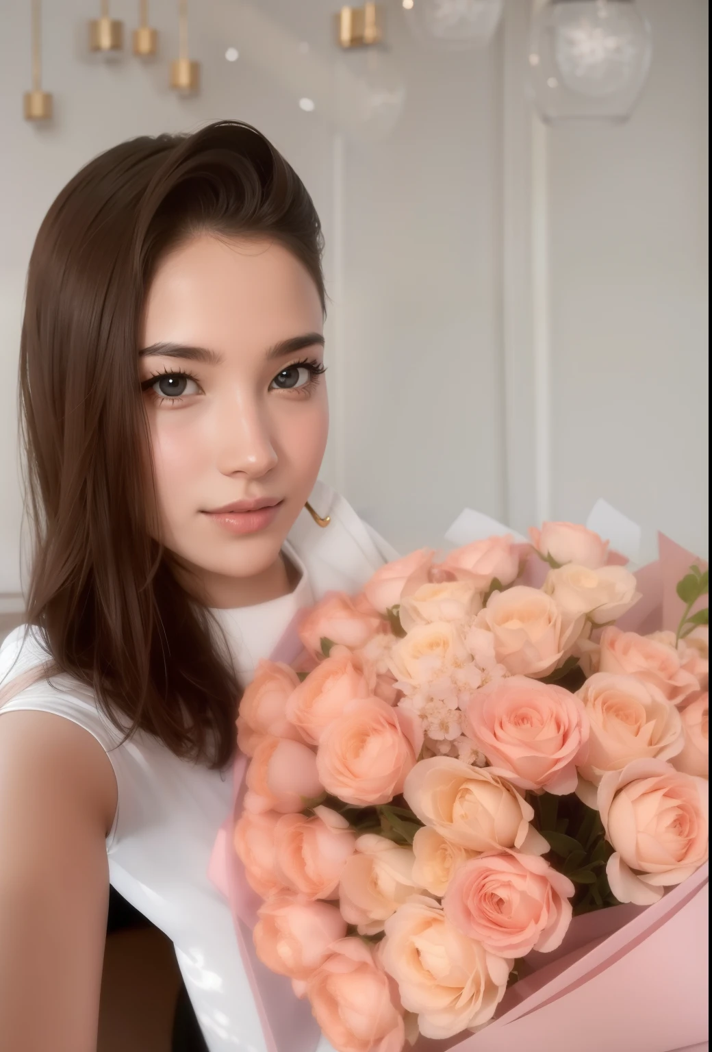 Beautiful girl, portrait of a girl with flowers, beautiful photo, Tender photo, super quality 