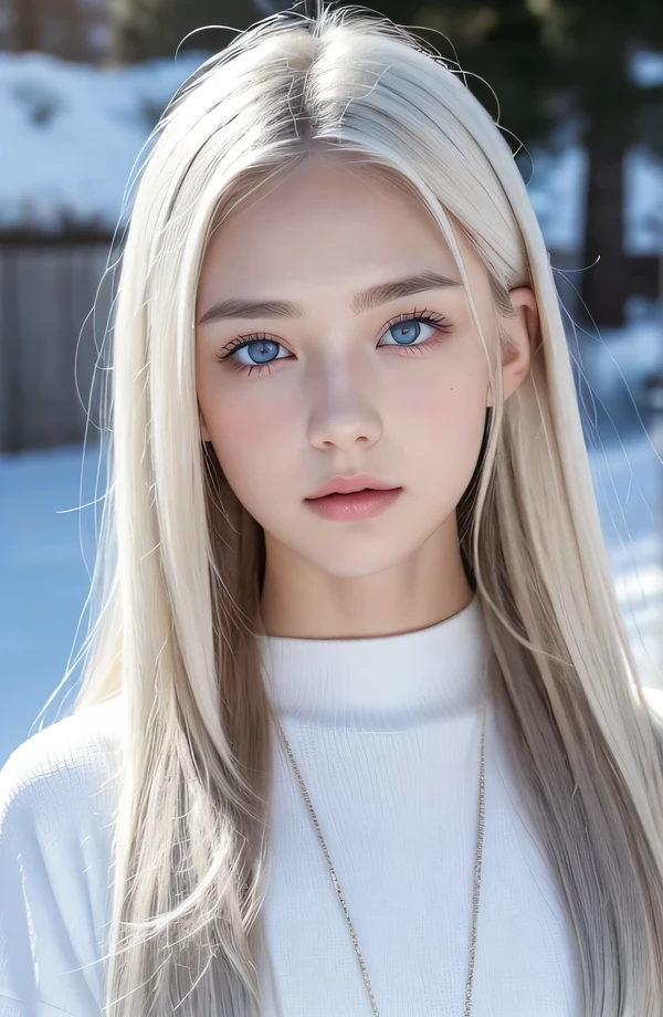 １４Caucasian model at the age, standing full body photo,（(Clean clothes)), wearing snowboarding clothes, Natural light, Pretty Caucasian Woman, white hair, A sloppy smile, (8K, Live shooting, highest quality, masterpiece: 1.2), masterpiece, super detail, , High-definition RAW color photo, , , , , , highly detailed eyes, realistic skin texture, highly detailed fingers, very detailed nose, highly detailed mouth, , Photo above the knee, , See-through feeling、Transparent processing、Wearing snowboarding clothing、, White hair, Blue eyes, masterpiece, realistic skin texture, , shiny hair and white skin, 、 natural skin texture,  A young woman who looks like a girl,  Photo above the knee、Blue eyes,  、lowered eyebrows,  innocent face,  Eyes that look gentle,  natural skin texture, round face,  Kind eyes, long and pure white beautiful hair、, small face,  No decorations attached,  white, drooping eyebrows,  Mont Blanc, white, drooping eyebrows、Eyes with sparkle、Both eyes are the same shape and size