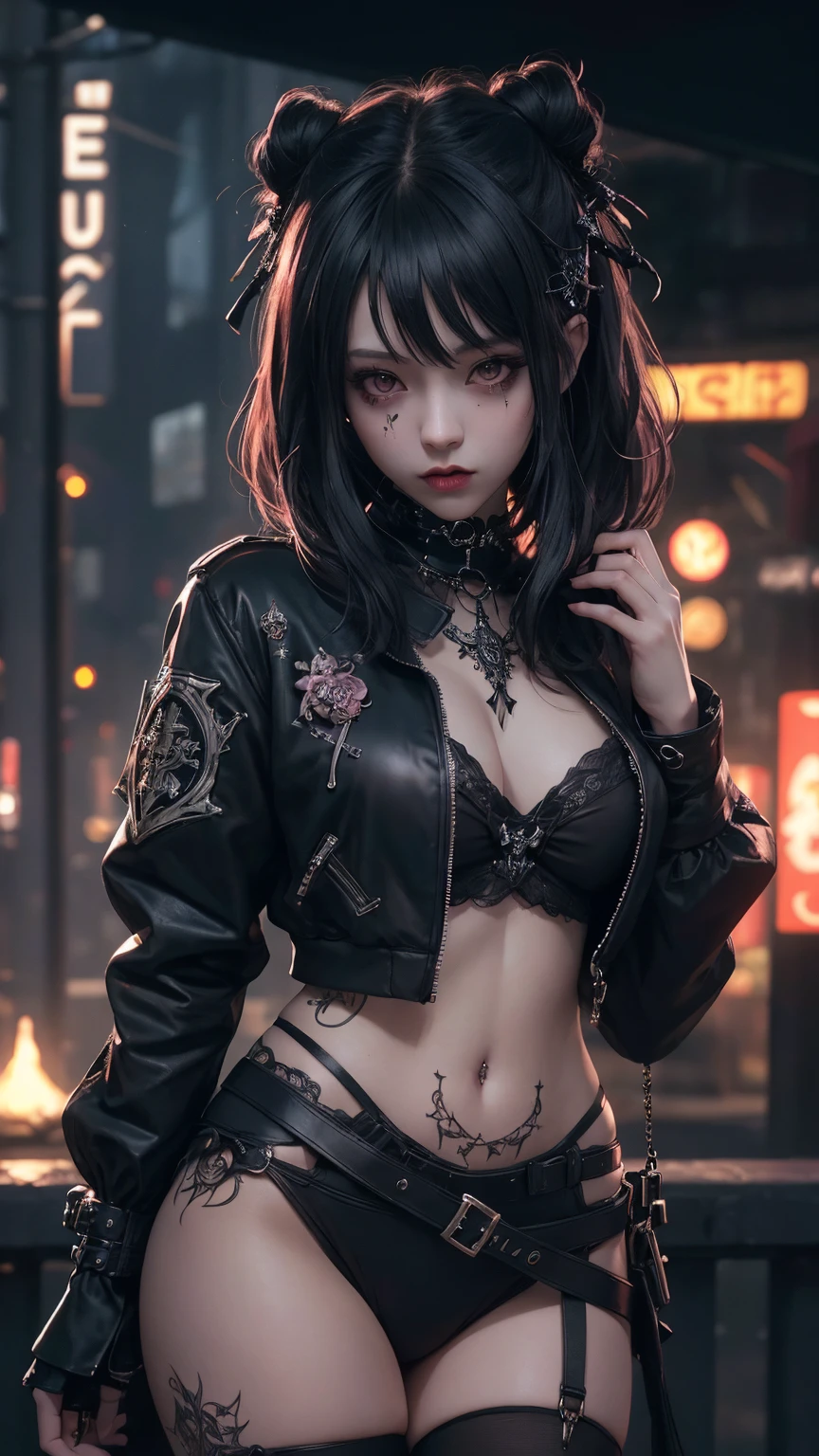 Excellent rendering, 8K, masutepiece, ultra-quality, Beauty: 1.2, Professional illustration: 1.1, Ultra Detail: 1.3, Ultra Lighting, Highly detailed, (More about Dark Light) 1girl in,
goth_punk