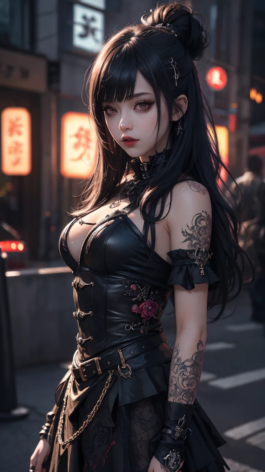 Excellent rendering, 8K, masutepiece, ultra-quality, Beauty: 1.2, Professional illustration: 1.1, Ultra Detail: 1.3, Ultra Lighting, Highly detailed, (More about Dark Light) 1girl in,
goth_punk
