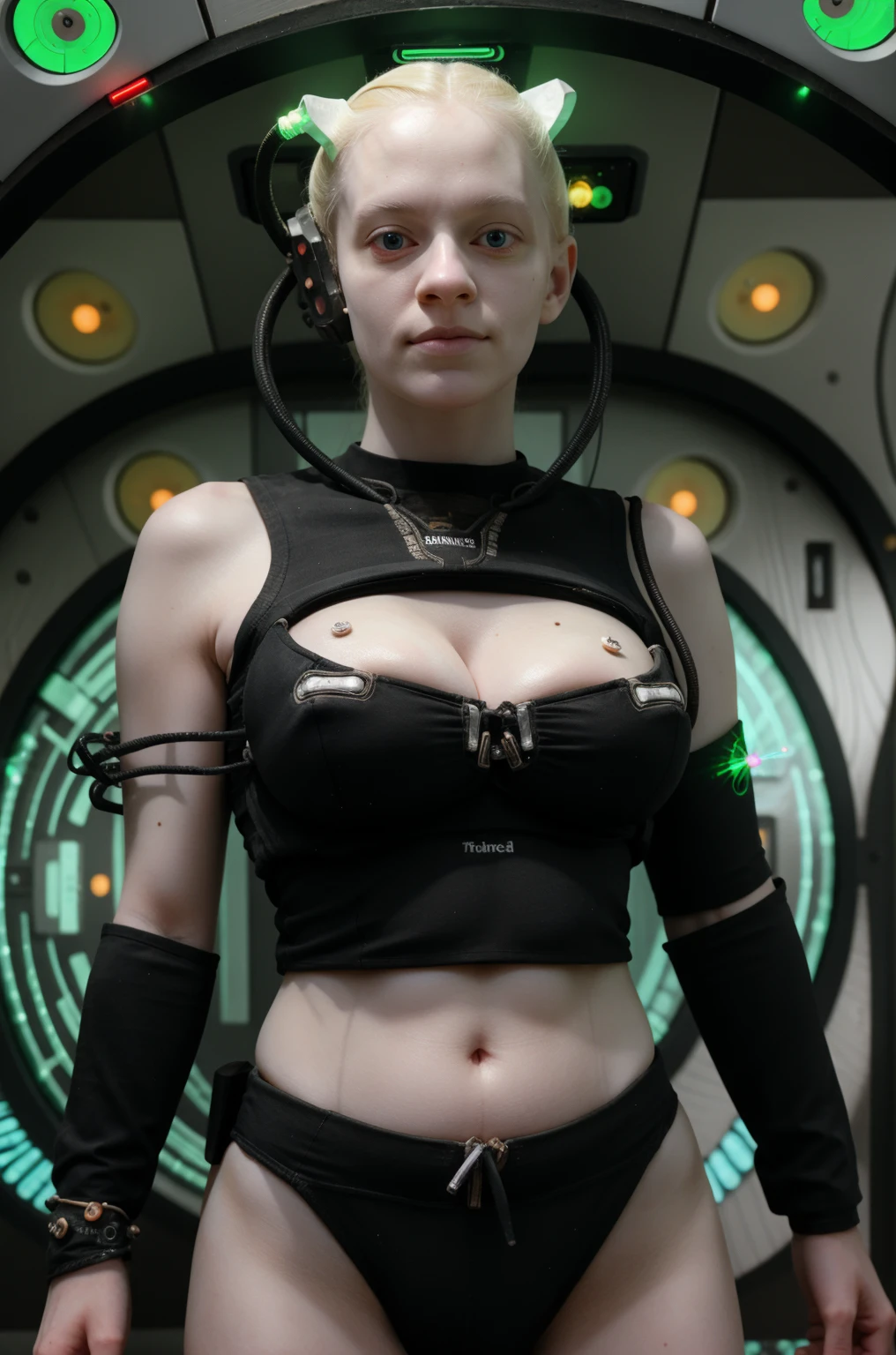 borg woman casey, (cable:1.4), 

[(pale white:.1) (Natural:1) (skin:1.3)::8]
[[(Natural:1.1) (pale white:.9) (skin:1.3):8]::16]
[(Natural:1) (pale white:1.3) (skin:1.3):16]
 [(with:.01) (beauty_marks:.01):6], 
[(bald:.12)::1]
[[(bald:.01):1]::10], [(light blonde hair:.01):10], [albino Nordic:8],  

(medium shot:1.4), (cybernetic:.08) (cyborg:.17) [(with laser led lights:1.2):2] (revealing:1) (bikini:1), (busty:1.2), outdoors, in nature, [borg implants::6],

[young:4], front light, fit, well lit, sunny, [afraid, fear::8], [(led lights, laser beams:.01):8], detailed skin,  photograph, detailed, high resolution, RAW photo, in frame, 
[BREAK:6] [(long light blonde hair:1.3):10], [(blue eyes:1.1):6], 
[BREAK:8] 
[(many beauty_marks and:.01) (many light moles on her skin:1.2):8], 

[BREAK (light brown moles:.1):20]