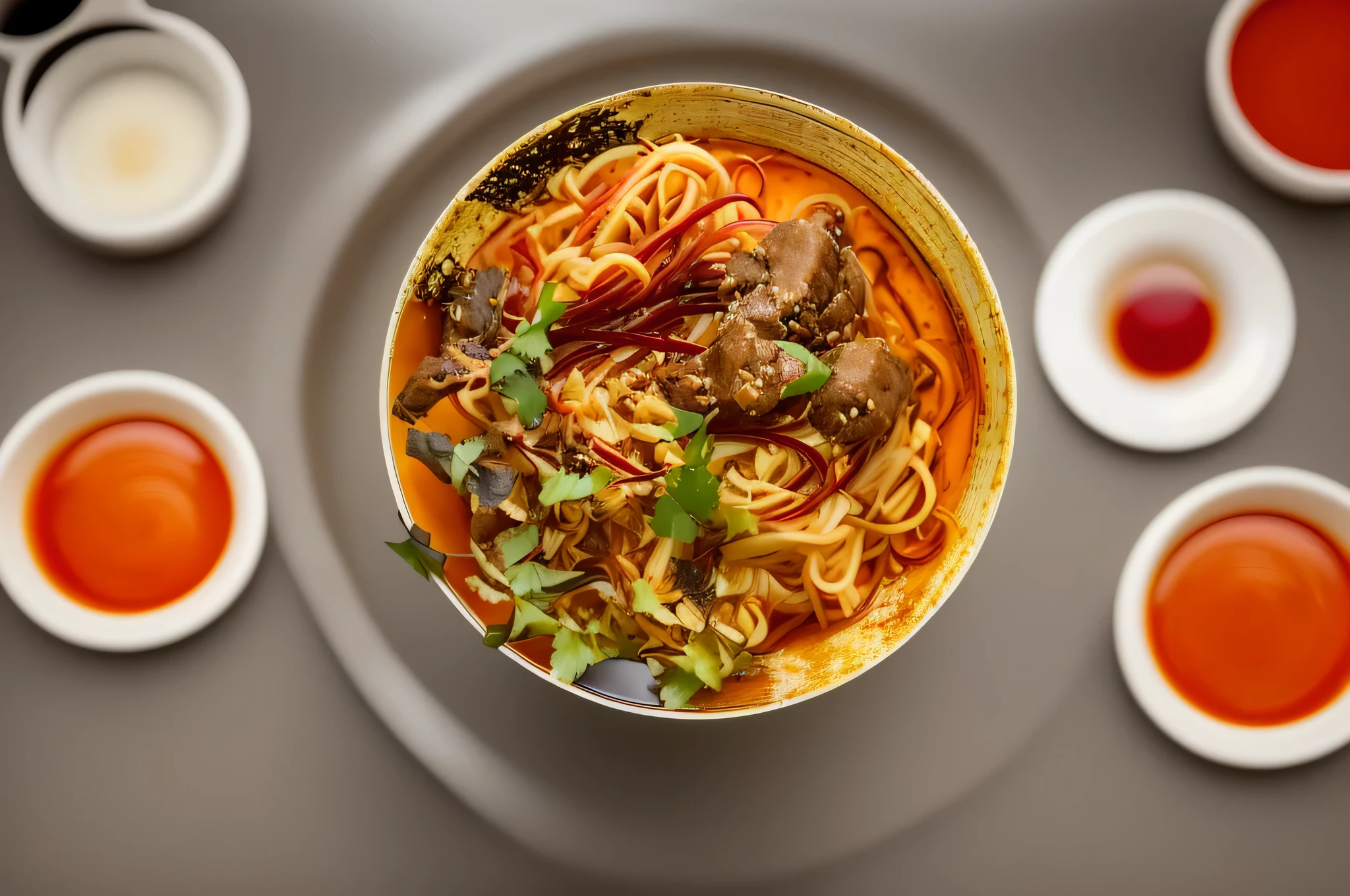 implied:Sichuan beef noodles,A rich and engaging visual feast。In an antique porcelain bowl,The rich aroma of red oil chili seeds and beef intertwined with the steaming noodles,Presenting the unique charm of Sichuan cuisine。Put the chopsticks next to the bowl,It adds the charm of oriental aesthetics,Outline a vivid and attractive picture。
camera settings:为了捕捉Sichuan beef noodles的鲜艳色彩和美味细节,I would choose to use Canon EOS R6 mirrorless camera,Food Photography Using a Macro Lens,Such as Canon RF 35mm F1.8 IS Macro STM Lens。这个设定让I了解牛肉面的每一个细节,Capture the delicate texture of fragrant beef and noodles。
Light and composition:I will make full use of natural light,Emphasize the bright colors and tempting taste of noodles。in composition,I will choose to shoot from a small angle,Make the details of the beef noodles stand out。at the same time,I'I把筷子放在一边,Add traditional oriental charm。
style and presentation:I would use a high saturation and contrast style,Highlight the color and texture of beef noodles。I might choose elements of the surrounding environment,For example, Wooden dining table or Sichuan element layout,Enhance the background story of your photos。
camera settings:In order to ensure the accuracy and clarity of the shooting results,I set the camera's aperture to f/2.8 to f/5.between 6,to ensure sufficient depth of field。Shutter speed will be set to faster1/125 seconds to 1/200 second,Make sure the image is clear、No smear。ISO settings between 100 and 200,Keep noise low and good colors。
artistic vision:post-processing period,I will focus on enhancing color vibrancy and contrast in food,提升Sichuan beef noodles的诱人气质。Adjust exposure and brightness,Make the overall picture brighter、with a sense of layering。
Aspect ratio and quality:In order to better show the detailed texture of food,I would probably choose 1:The aspect ratio is 1,Make it more suitable for sharing on social media。Preserve original RAW format,Get better space for later adjustments,And output JPEG format to adapt to various media platform display。