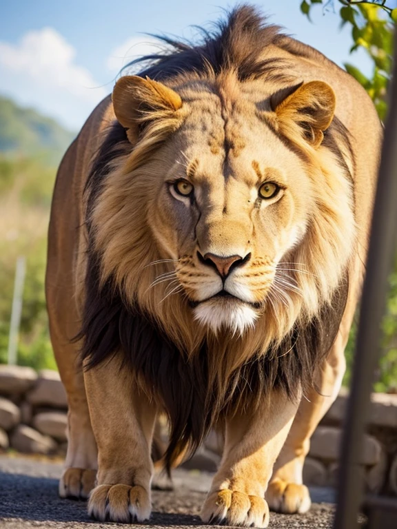 Front view of a female lion