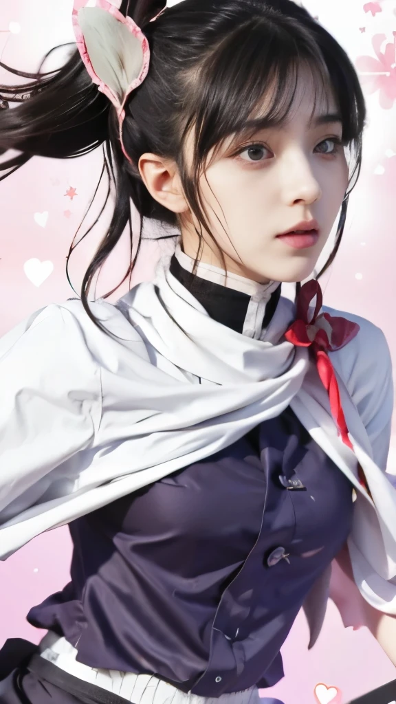 a girl with a ponytail and a scarf on her head, iwakura lain, shalltear from overlord, gapmoe yandere, close up iwakura lain, hinata hyuga, anime style like fate/stay night, anime moe artstyle, by Jin Homura, madoka kaname, tsuaii, juri misaki