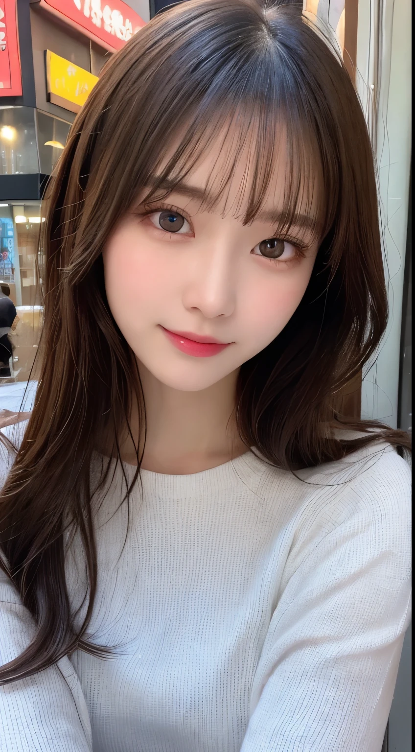 table top, highest quality, figure, super detailed, finely, High resolution, 8k wallpaper, 完璧なダイナミックな構figure, beautiful and fine eyes, Latest trendy fashion Tokyo winter clothes,medium hair, small breasts, natural color lip,smile,20 year old girl、midnight、beautiful and detailed face、perfect and beautiful face、slim face and style,spread your arms wide,Big eyes,Take a photo from below the knees at a face angle、small face、beautiful detailed face、perfect and beautiful double eyelids