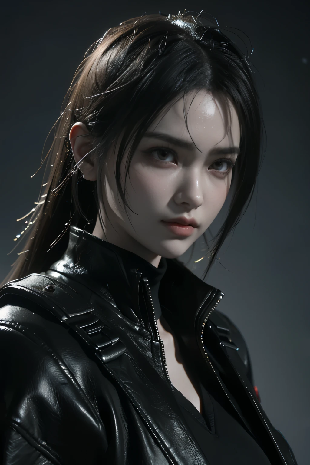 Game art,The best picture quality,Highest resolution,8K,(A bust photograph),(A bust:1.5),(Portrait),(Head close-up),(Rule of thirds),Unreal Engine 5 rendering works, (The Girl of the Future),(Female Warrior),
20岁少女,An eye rich in detail,(Big breasts),优雅高贵,冷漠,勇敢的,
(Future style combat suit combining the characteristics of ancient armor,Ancient runes of light,Combat accessories with rich details,Metallic luster),Future police,赛博朋克人物,
拍照姿势,简单背景,Movie lights,Ray tracing,Game CG,((3D Unreal Engine)),oc渲染反射纹