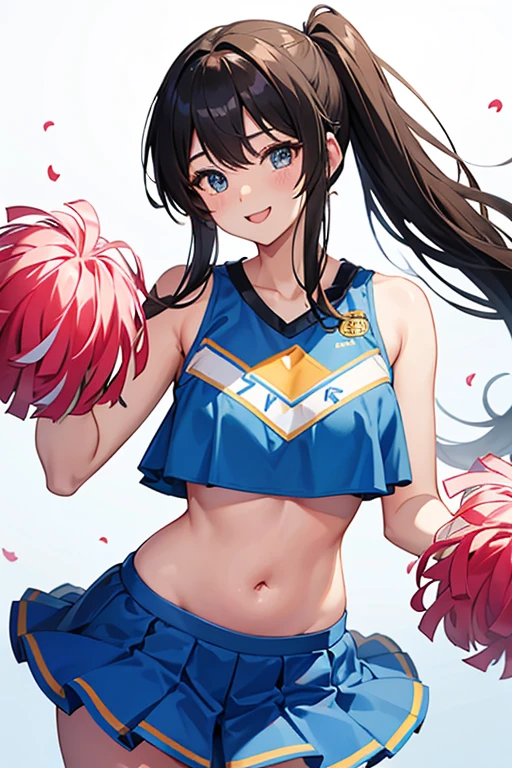 cheerleader、long hair、I can see a glimpse of my belly button、smile、Overall image
